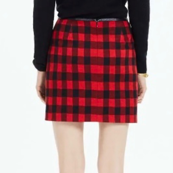 MADEWELL Red Buffalo Check Gamine Plaid Wool Blend Mini Skirt Size 2 - Picture 2 of 12